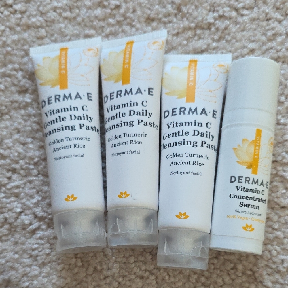 NWT Derma E Vitamin C Serum & Cleasing Paste Cleanser TRAVEL SIZES